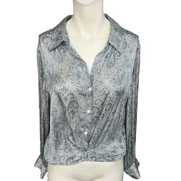 DREW Tops - Drew Blouse Medium Paisley Viscose Buttondown Tie Front M